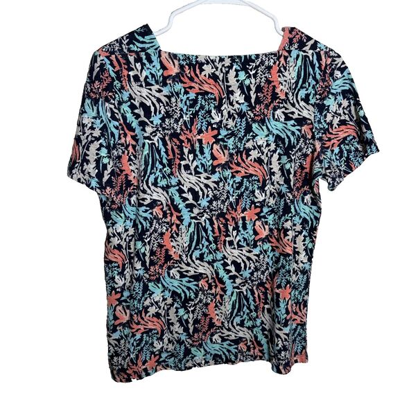 Coral Bay T-Shirt Women's Small Printed Square Neck Short Sleeve Casual Top - Picture 2 of 7